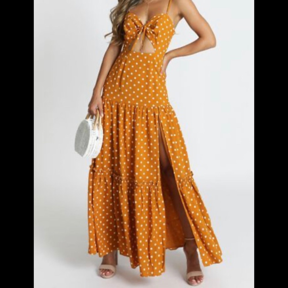Showpo. Polka Dot Maxi Dress w/ Slit